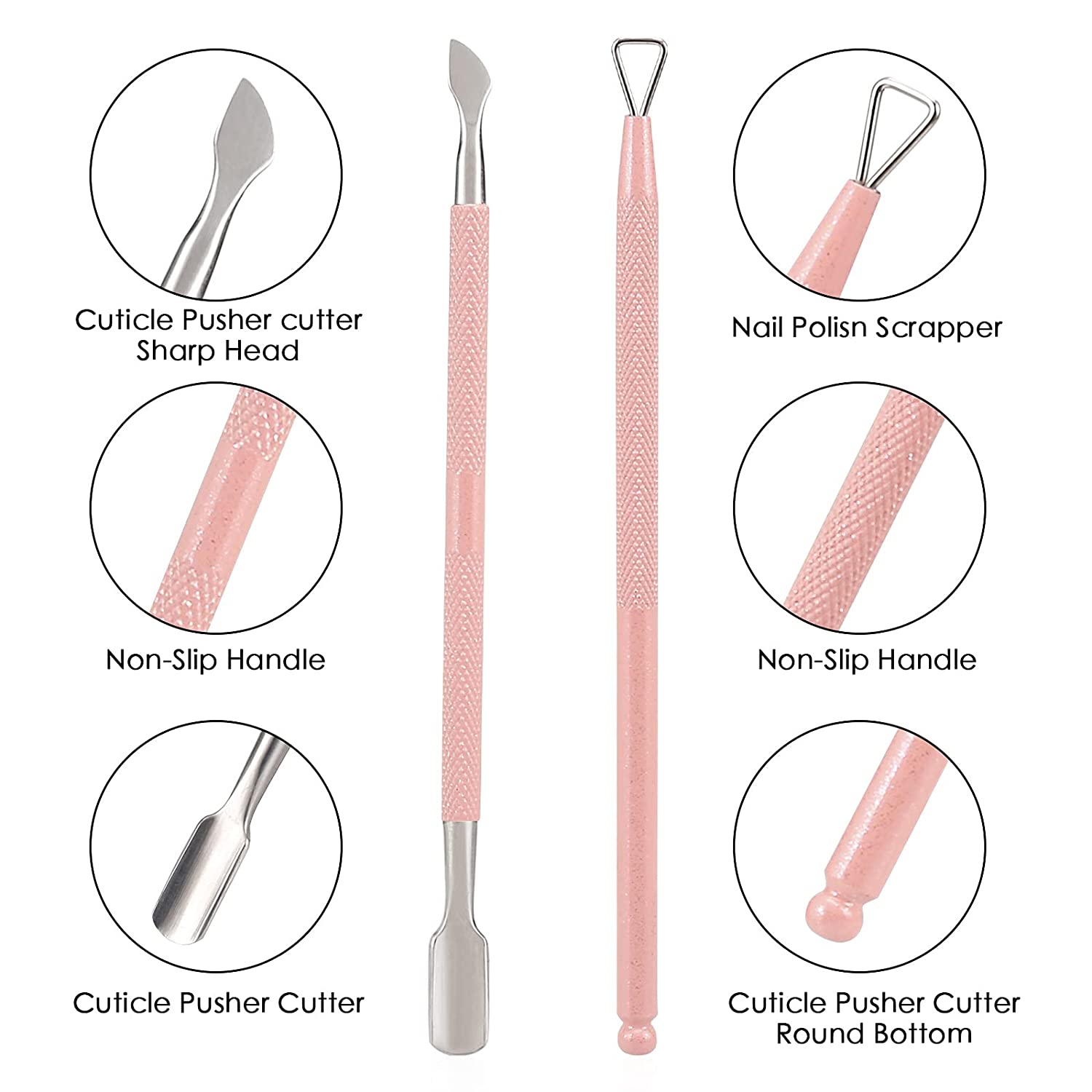 Cuticle Trimmer with Cuticle Pusher -YINYIN Cuticle Remover Cuticle Nippers Professional Stainless Steel Cuticle Pusher and Cutter Clippers Durable Pedicure Manicure Tools for Fingernails and Toenails - Image 3